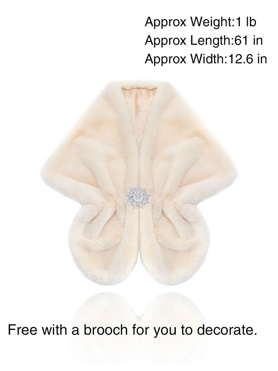 2025 Formal Evening Cape Beige Faux Fur Bridal Shawl