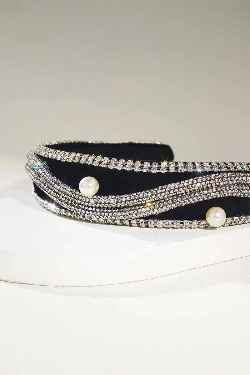 2025 Rhinestone Headbands Black Wide Sparkly Crystal Hair Accessories
