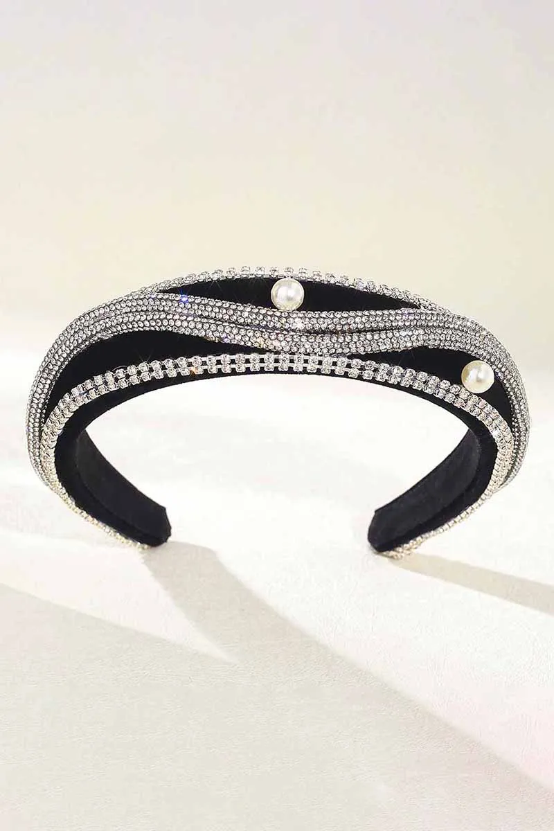 2025 Rhinestone Headbands Black Wide Sparkly Crystal Hair Accessories