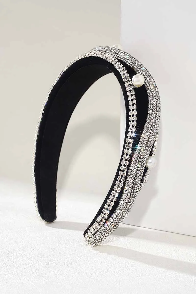 2025 Rhinestone Headbands Black Wide Sparkly Crystal Hair Accessories