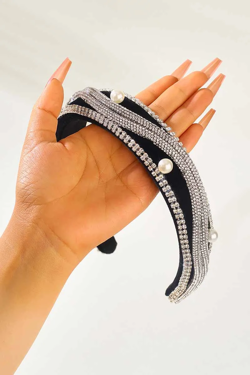 2025 Rhinestone Headbands Black Wide Sparkly Crystal Hair Accessories