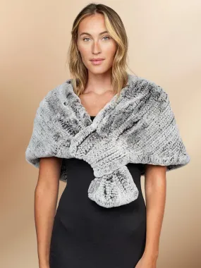 2025 Women's Gray Faux Rabbit Fur Knit Winter Scarf Shawl