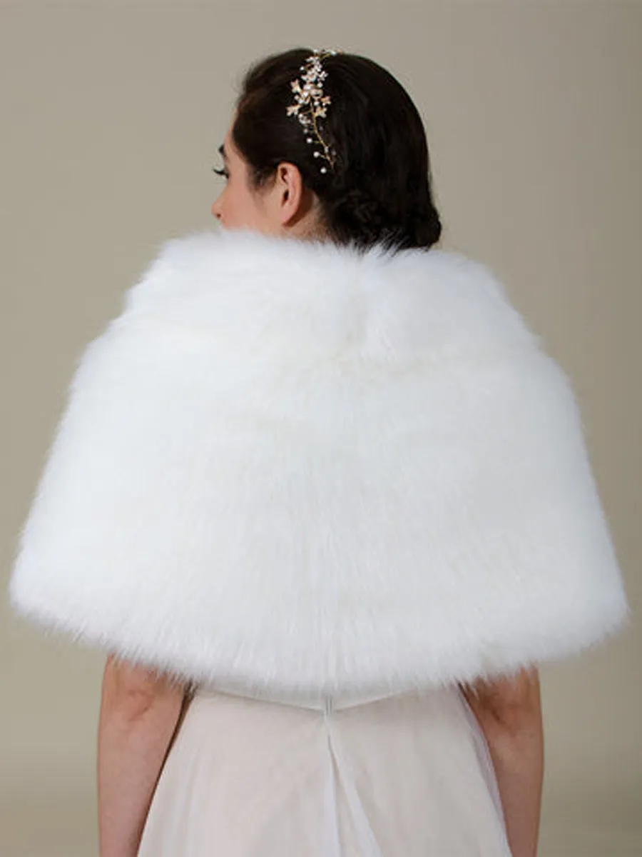 2025 Women's Ivory Faux Fur Shawl Wedding Shrug