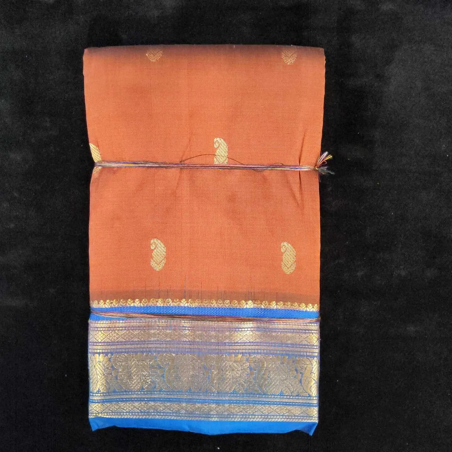 Brown with Blue | Dharmavaram Silk Saree No 116