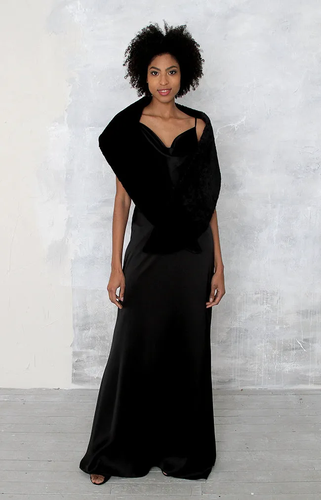 Faux Fur Shawl - Black