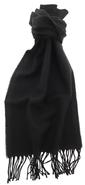 Lanvin Pure Wool Scarf - Black Luxurious Wrap with Fringe