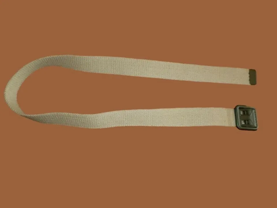 MILITARY ISSUE FRENCH ARMY KHAKI WEB BELT WITH OPEN FACE BUCKLE X-LARGE ORIGINAL
