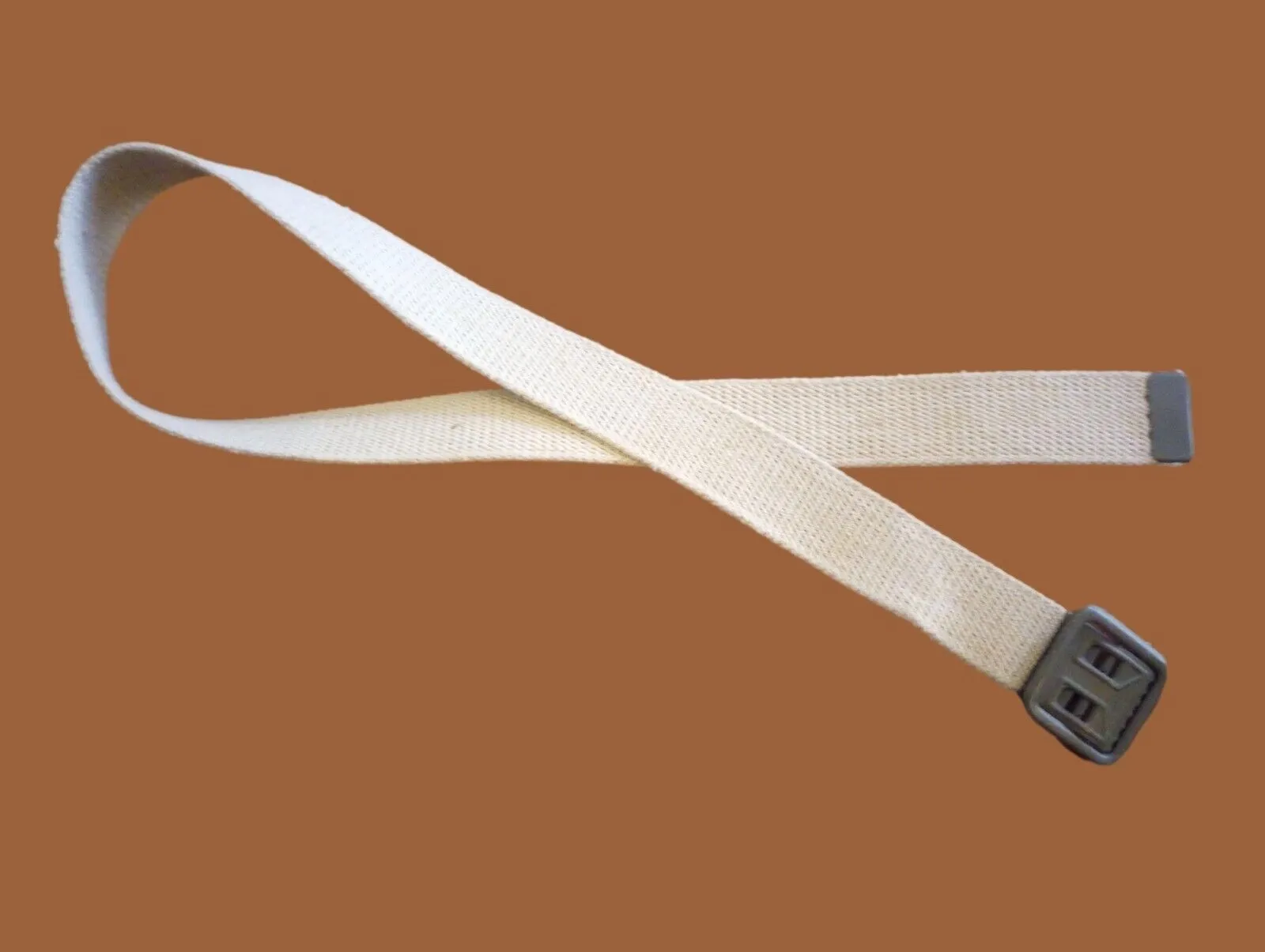 MILITARY ISSUE FRENCH ARMY KHAKI WEB BELT WITH OPEN FACE BUCKLE X-LARGE ORIGINAL