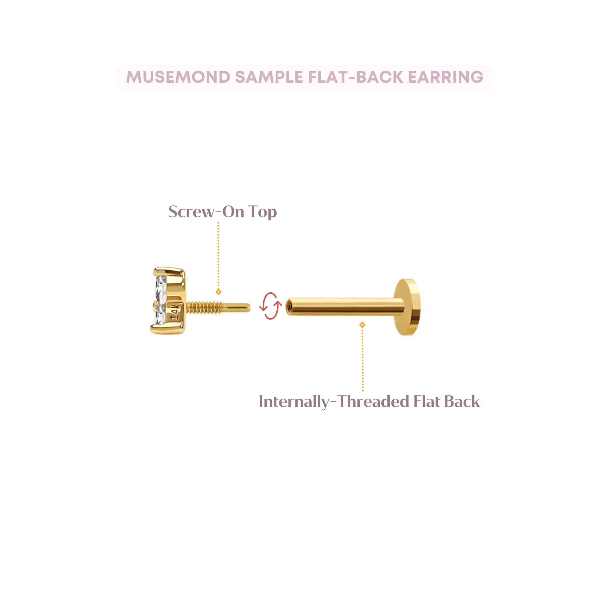 Mini Infinity Stud Labret Piercing- 14K Gold