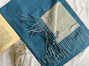 Reversible Woollen Pashmina- Denim Silver