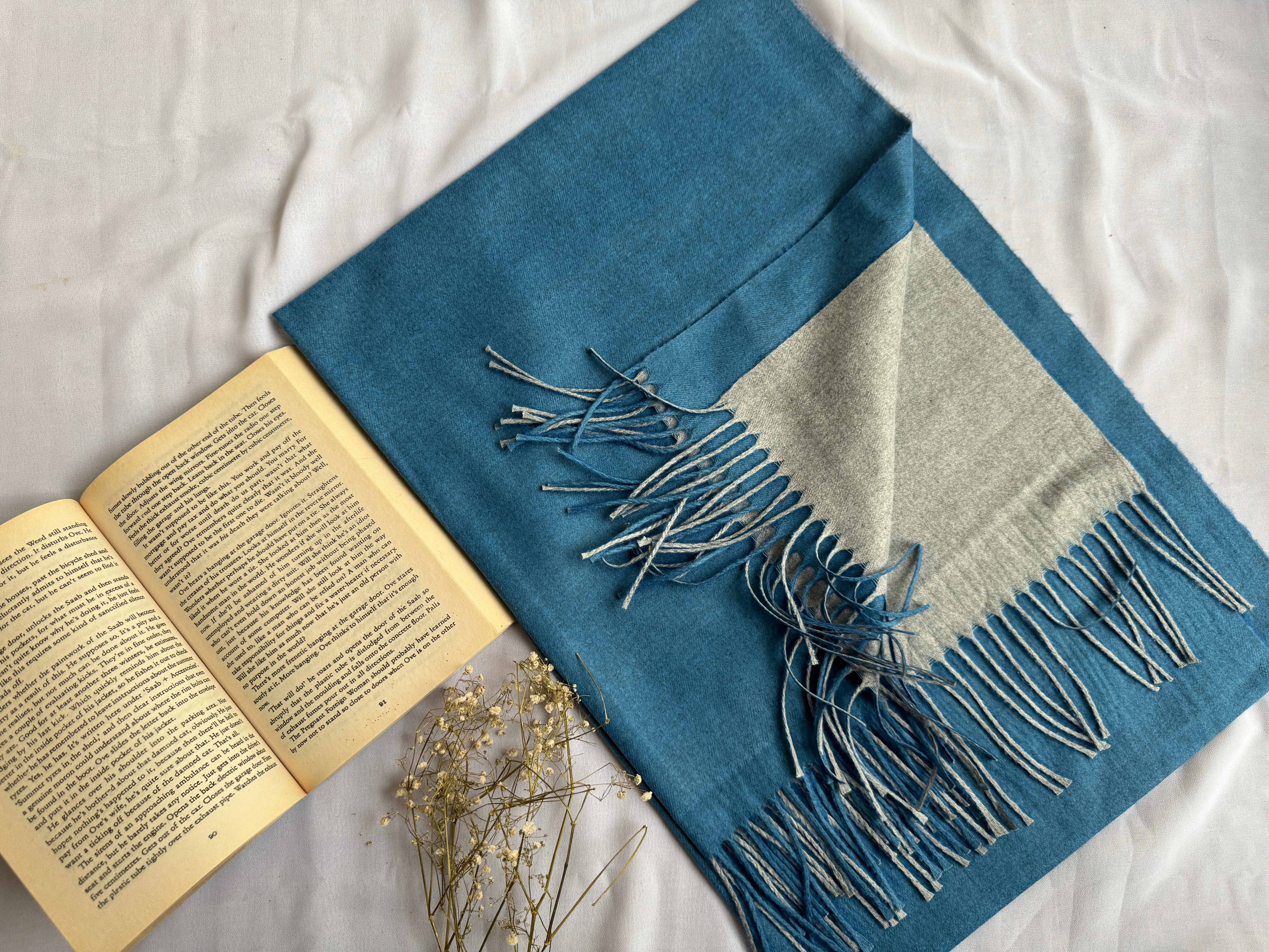 Reversible Woollen Pashmina- Denim Silver