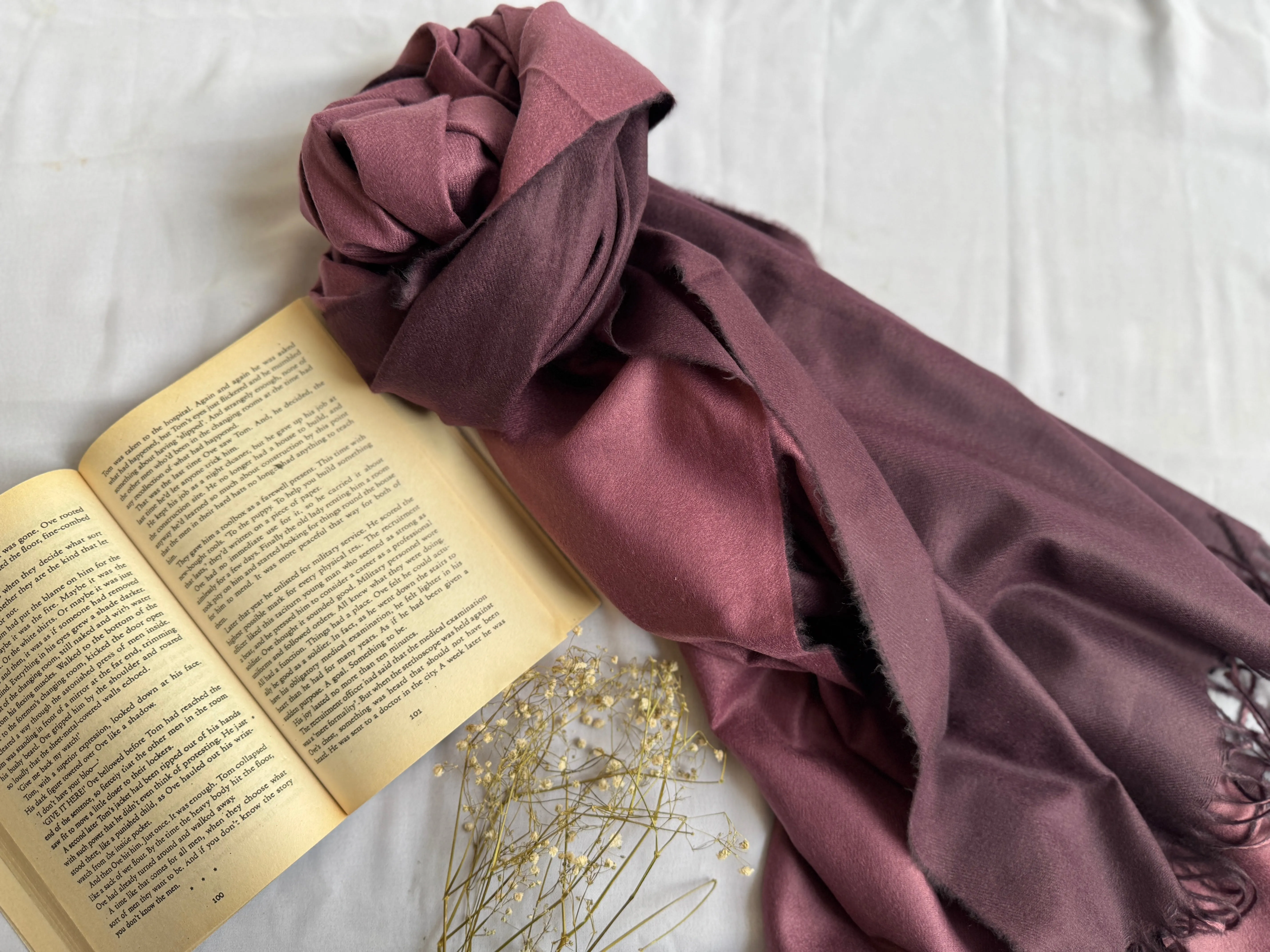 Reversible Woollen Pashmina- Grape purple Eggplant