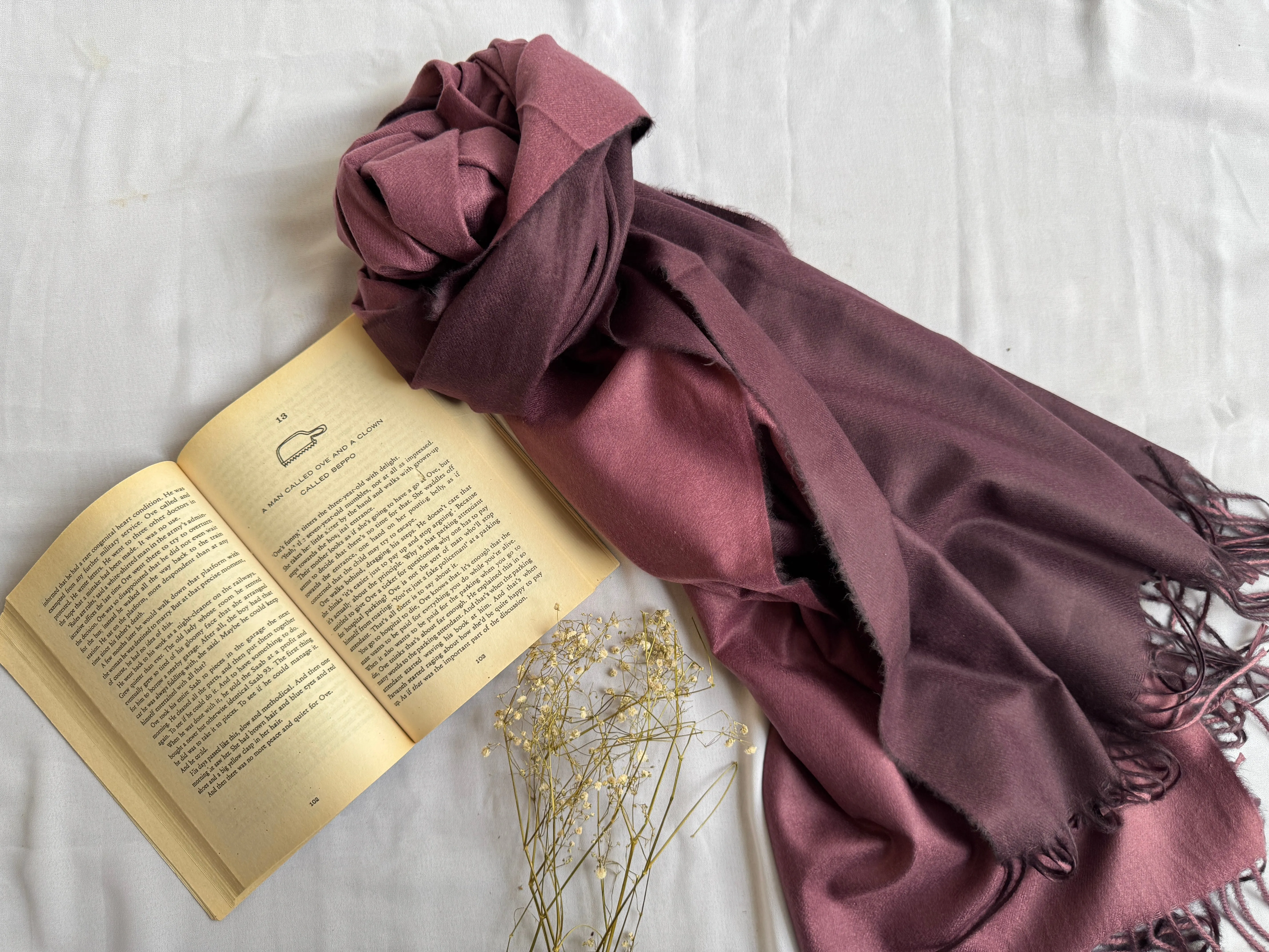 Reversible Woollen Pashmina- Grape purple Eggplant